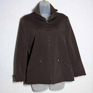 Vtg Carlisle Jacket Women Sz 4 Dark Brown Full Zip Pockets Wind Water Resistant